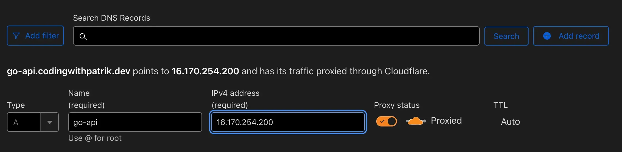 Cloudflare DNS Settings