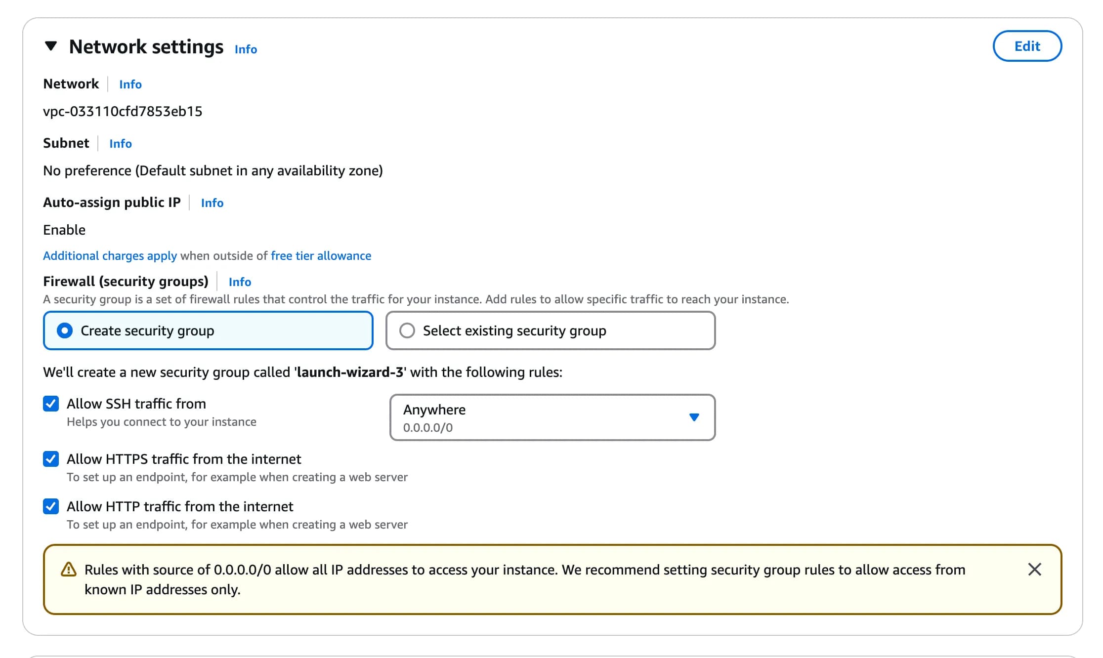EC2 Network Settings